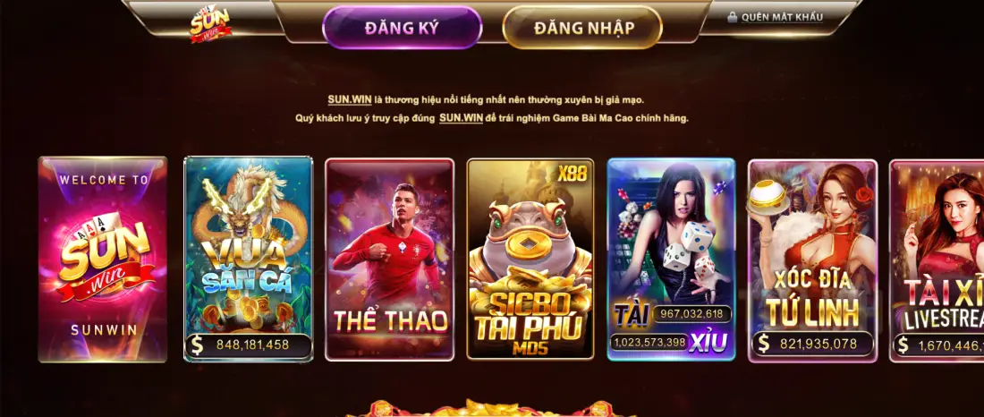 Những tính năng và ưu thế nổi bật của nhà game Sun win