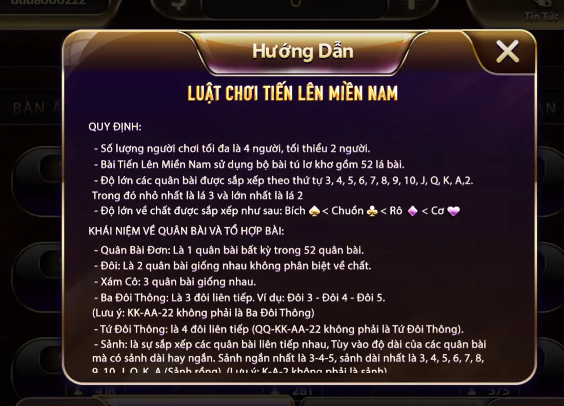 Luat choi Tien Len Mien Nam sun win don gian cho tan binh