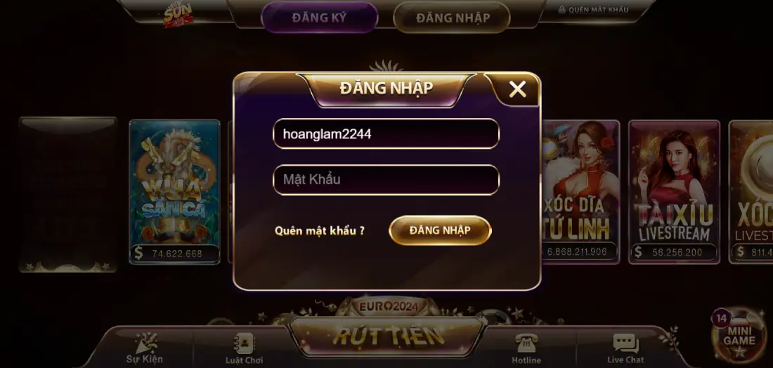 Lưu ý khi đăng nhập vào tài khoản tại nhà game Sun win