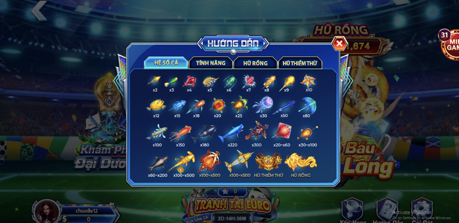 Hệ số cá được sân cược đề ra rất đa dạng trong game Vua săn cá