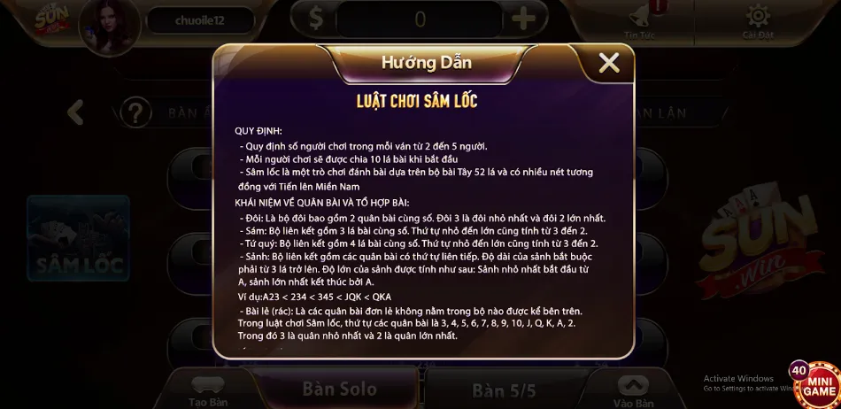 Luật chơi Sâm lốc cơ bản mà game thủ phải nắm tại Sunwin