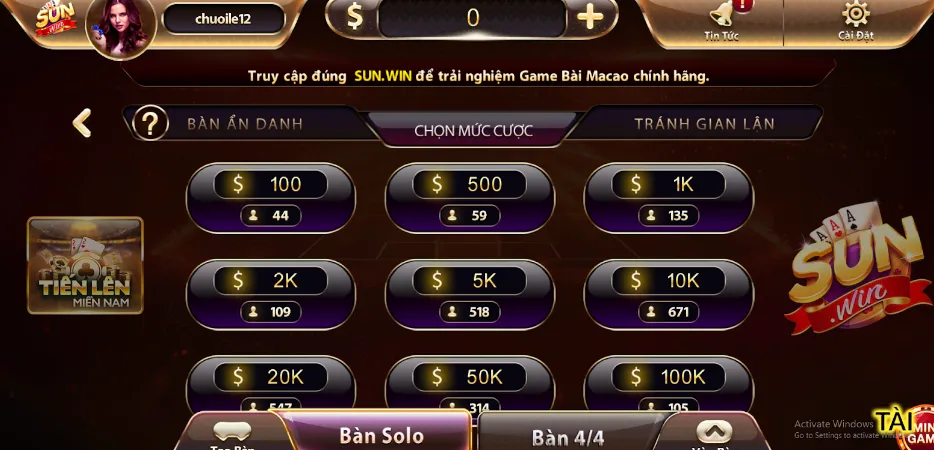 Khám phá sơ lược về game đình đám Tiến lên miền Nam Sunwin