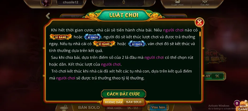 Hướng dẫn cược Xì dách hoàng gia cho game thủ mới