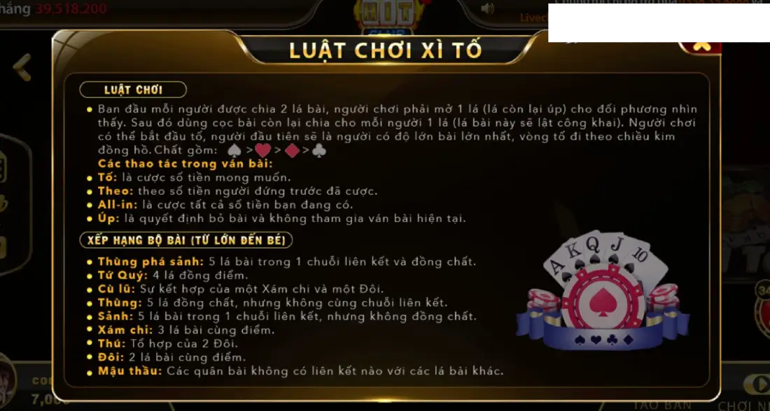 Các bộ bài cơ bản trong game Xì Tố sun win