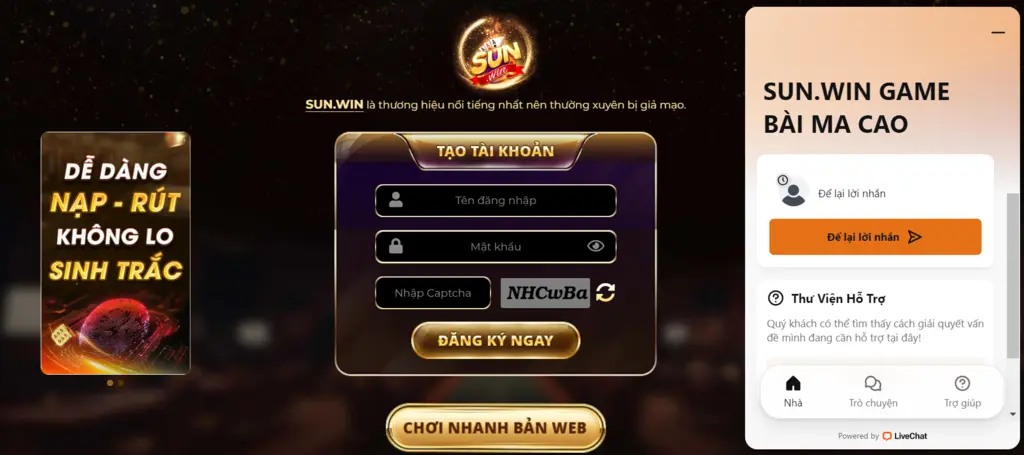 Liên hệ Sun win qua hình thức Livechat trực tiếp