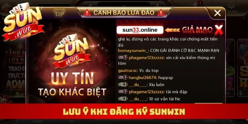 Lưu ý khi đăng ký Sunwin
